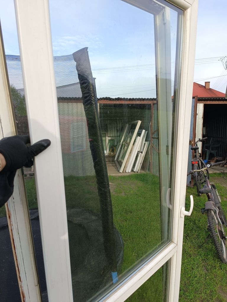 Okno balkonowe 90x223 2szt rozwierno uchylne orzech brąz