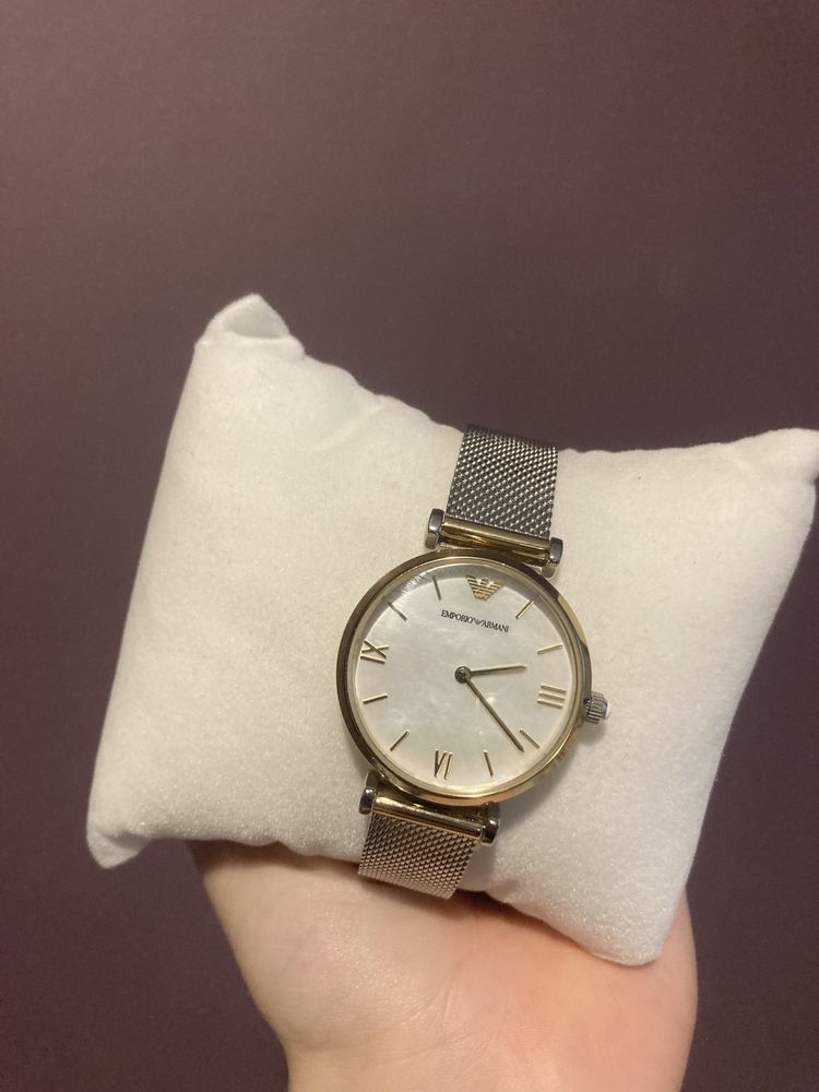 Zegarek emporio armani jak nowy srebno zloto bialy