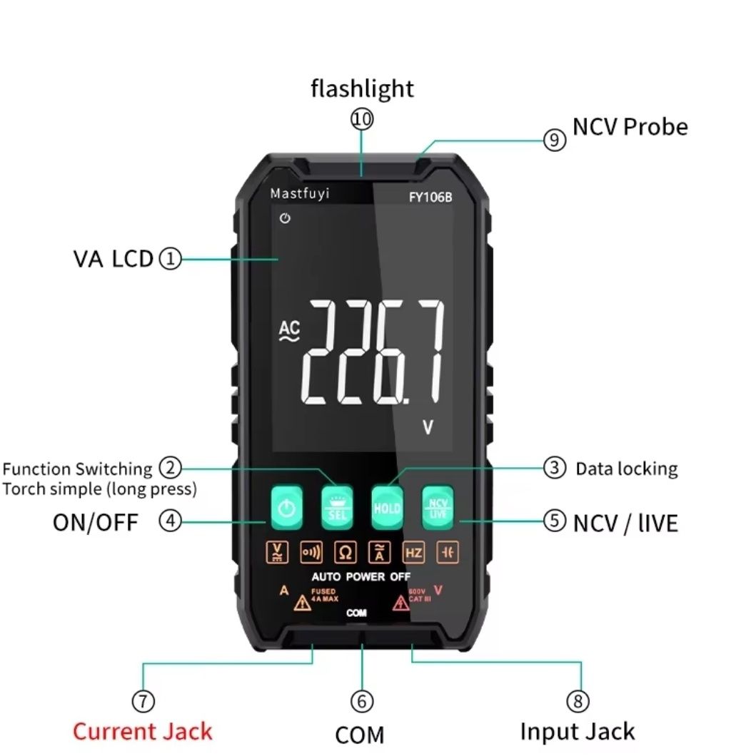 Мультиметр MASTFUYI FY106B True RMS
