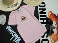 Fishbone pudrowy t shirt print M