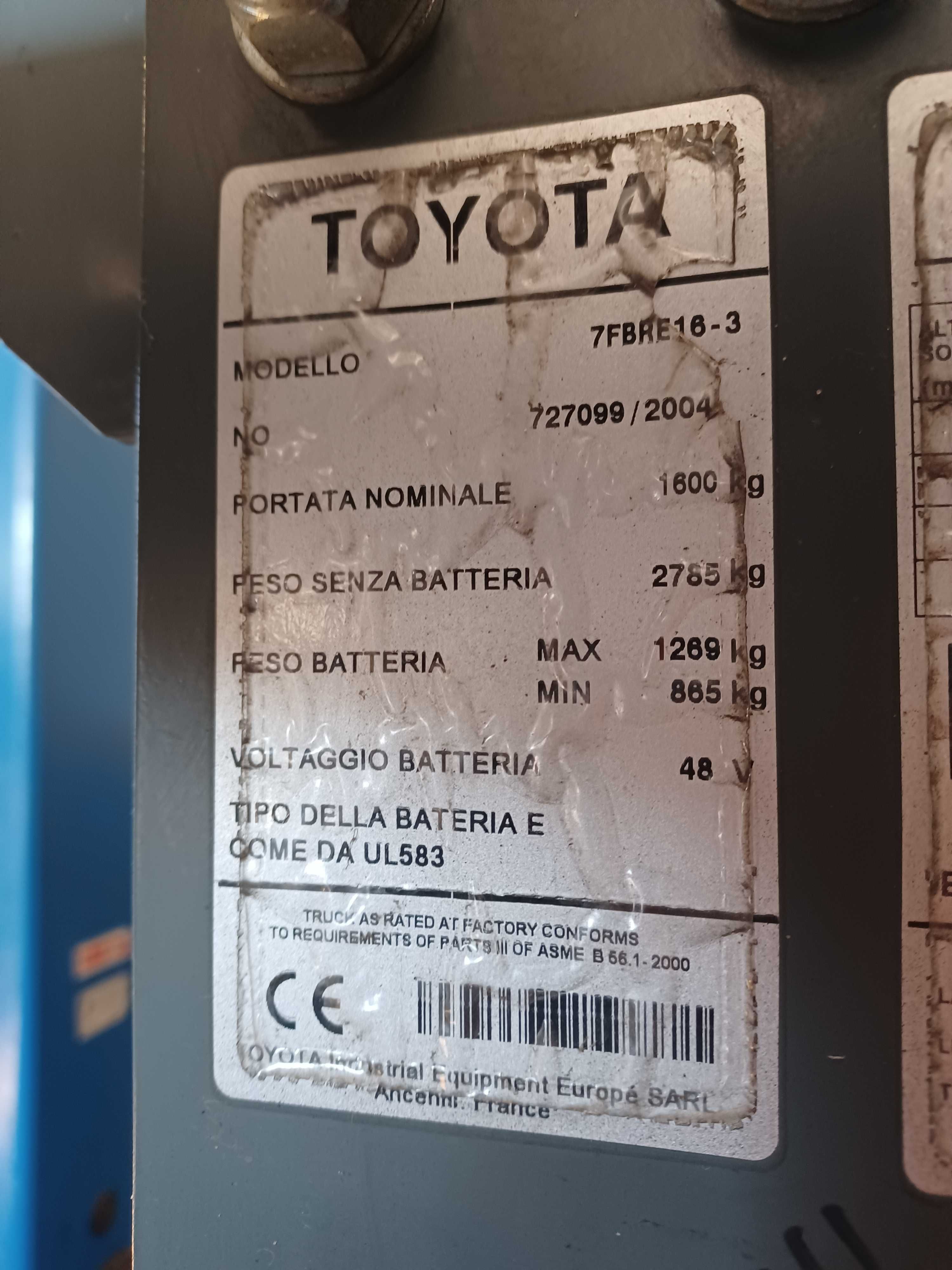 Wózek widłowy boczny  wysokiego składowania Toyota 7FBRE16 po serwisie