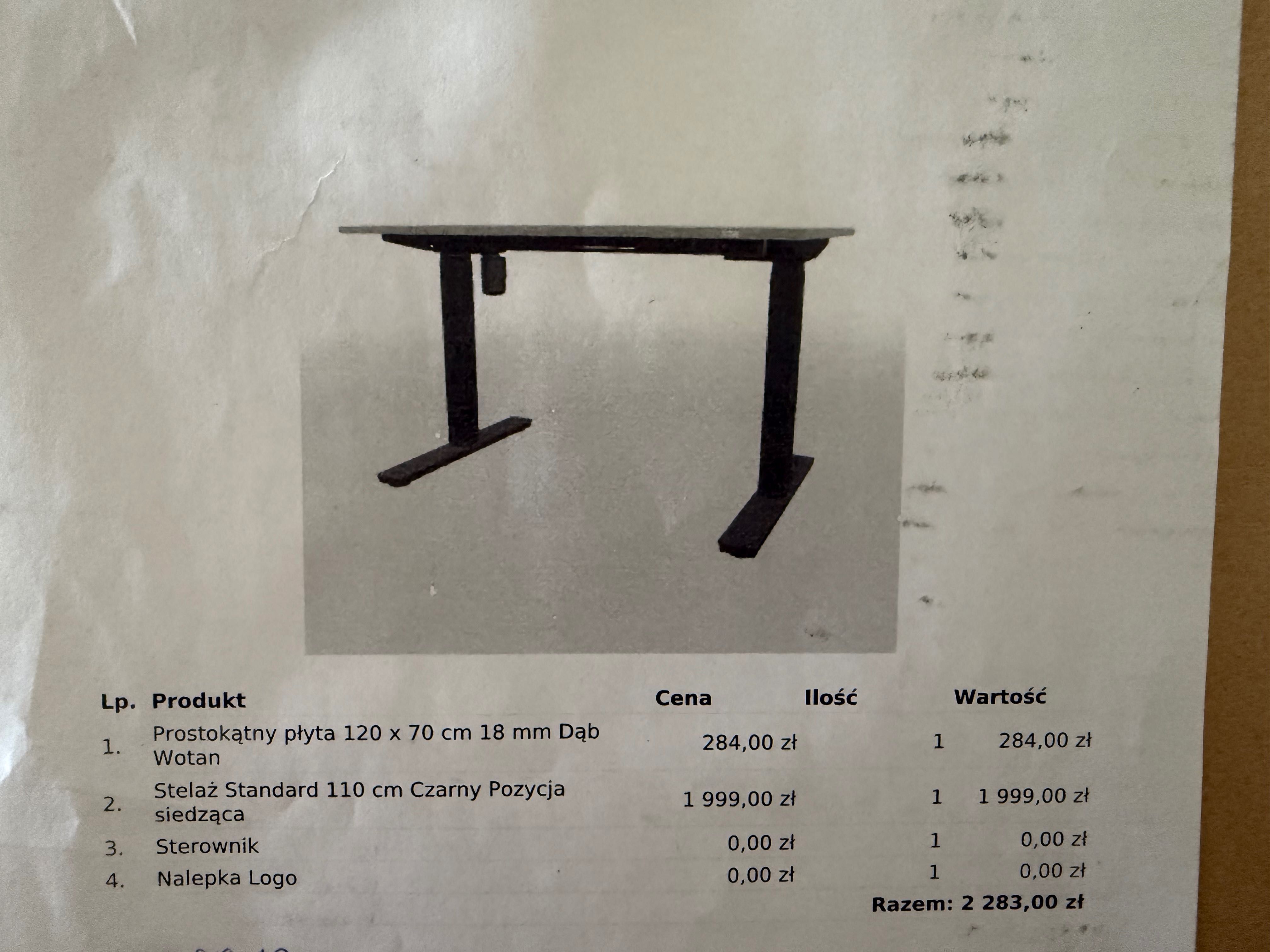 Biurko z elektryczną regulacją wysokości. Nowe zapakowane.