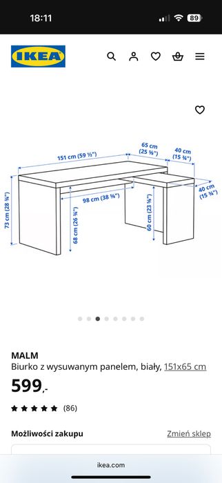 Biurko malm  IKEA