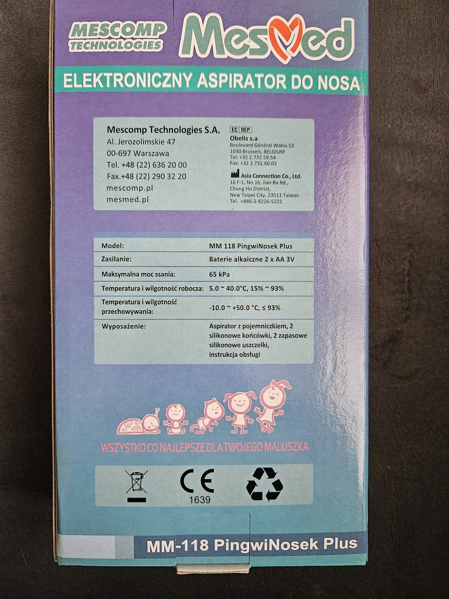 Elektroniczny aspirator kataru PingwiNosek Plus (raz użyty)