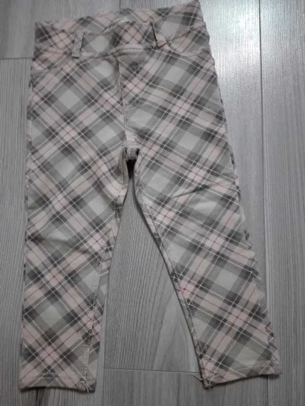 spodnie/legginsy firmy H&M 92cm, kolor różowo-szary-krata, dziewczynka