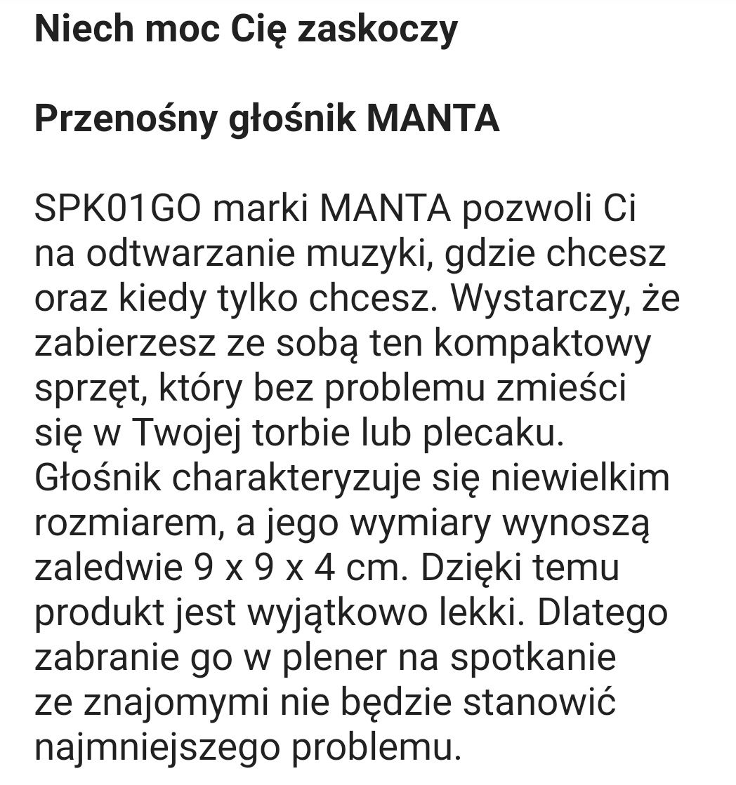 Głośnik przenośny Manta