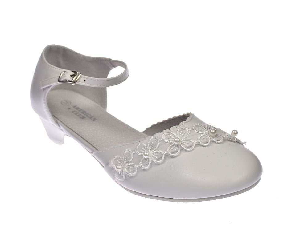 Buty komunijne białe balerinki obcas dziewczęce 42/24 rozm. 34