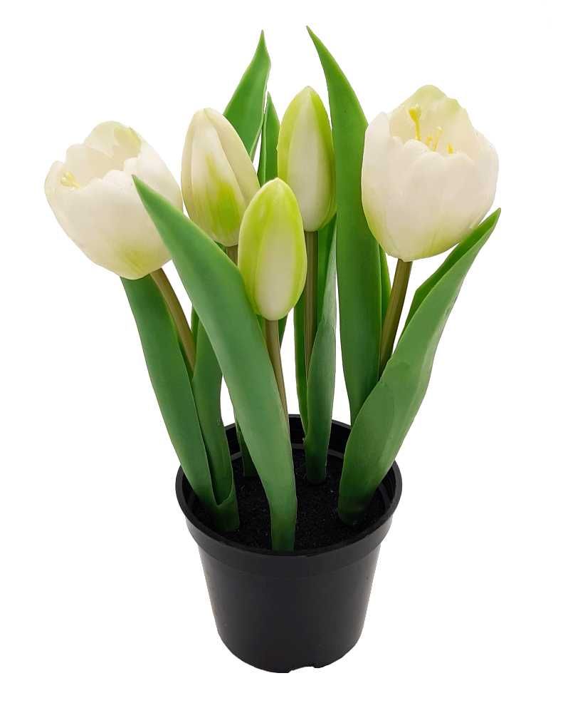 Tulipany silikonowe w doniczce jak żywe tulipan czerwony biały żółty