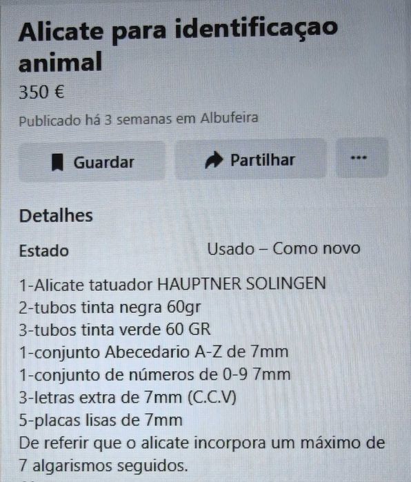 Alicate  HAUPTNER SOLINGEN Identificaçao Animal-tatuagem