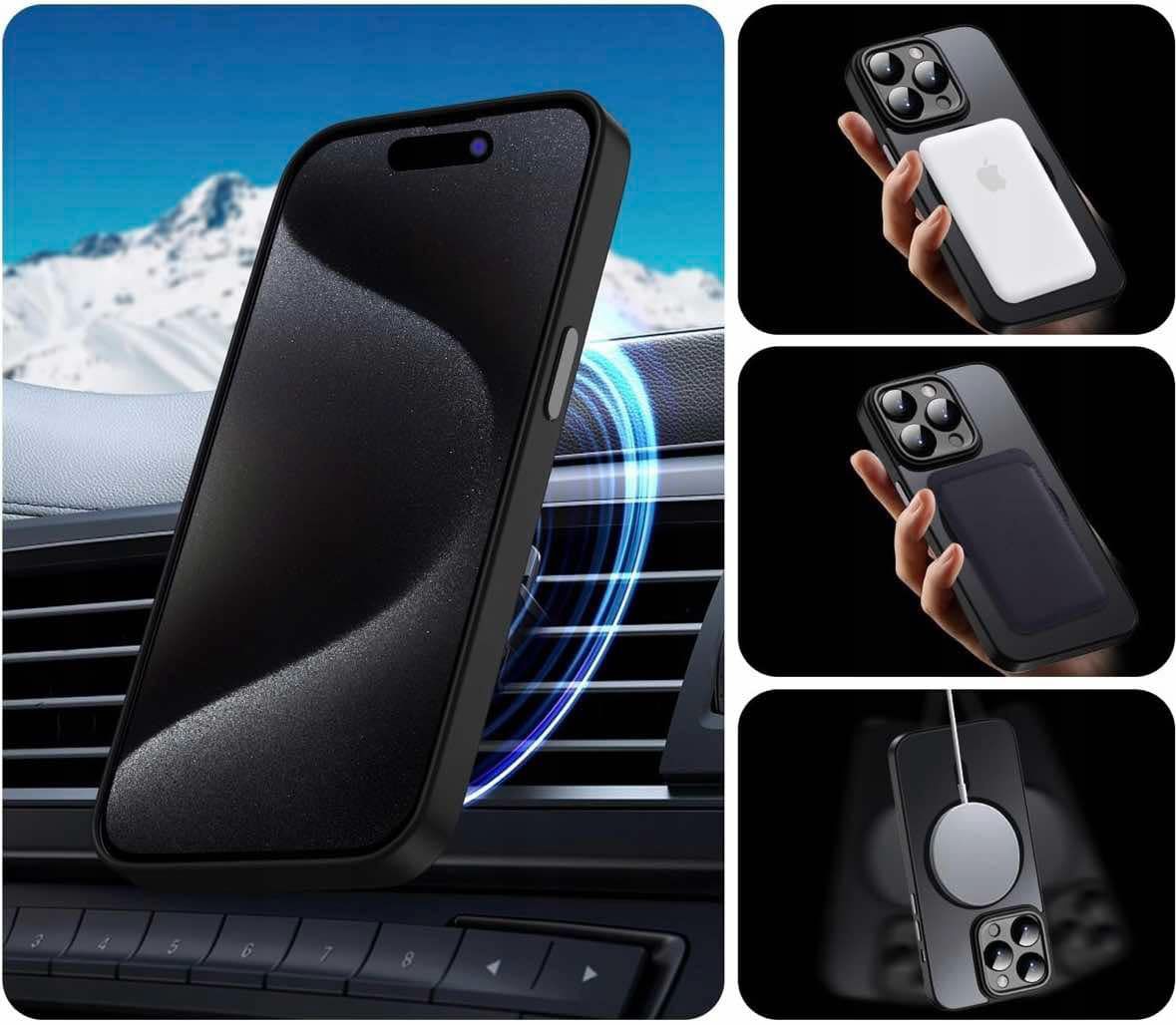 Eleganckie Czarne Etui do iPhone 15 Pro – Maksymalna Ochrona i Styl