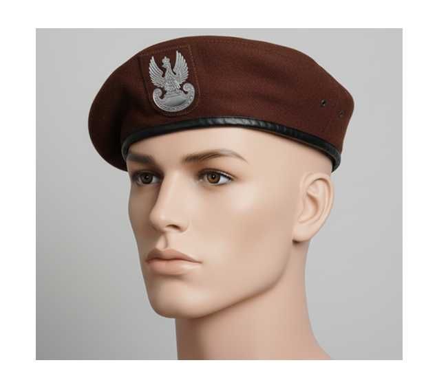 Wojskowy Beret BRĄZOWY z Orłem | ORYGINAŁ WP | Stan Magazynowy | 53-59