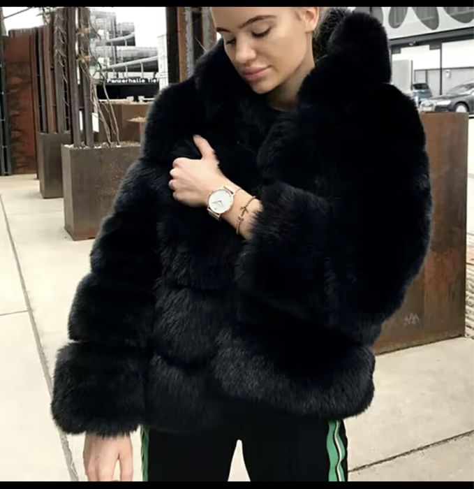 Kontantto futro kurtka sztuczne z kapturem xs-4xl