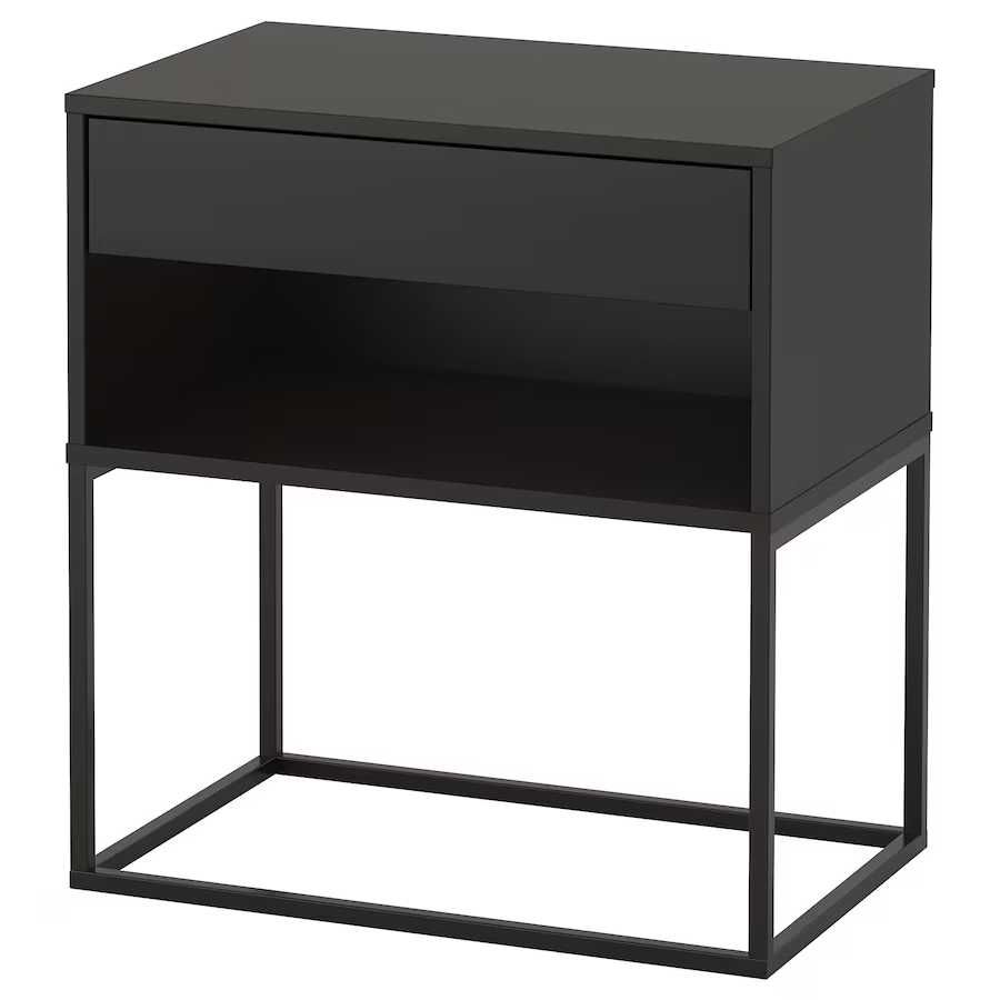 Mesa de Cabeceira VIKHAMMER, Cor Preto, 60 x 39 cm