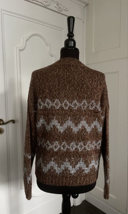 MAX MARA piękny sweter z srebrnym wzorem