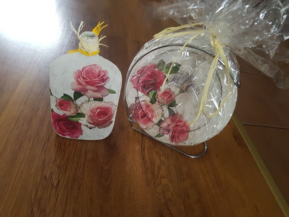 Wazon i talerz decoupage