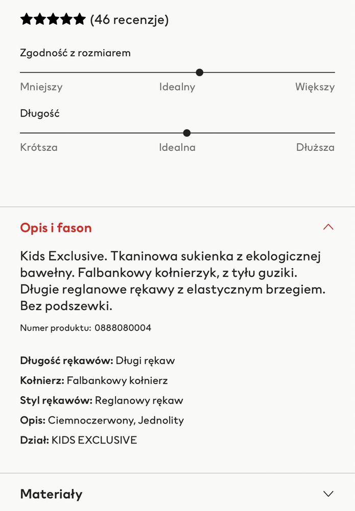 Hm H&M Kids exclusive sukienka elegancka czerwona wyjściowa 122