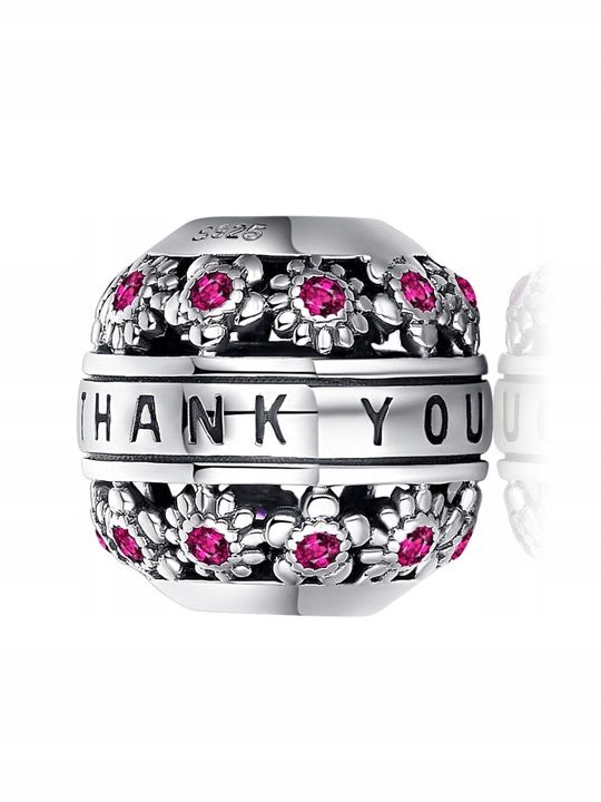 Walentynki Srebro S925 charms do bransoletki Pandora I Thank you napis