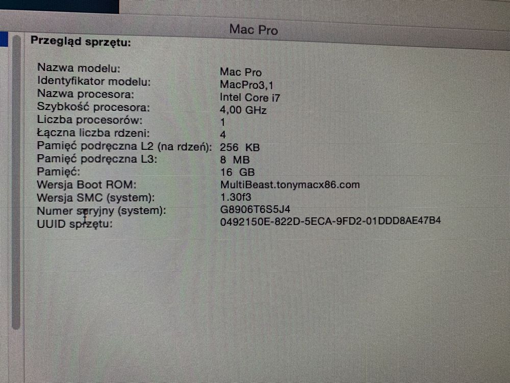 Mac Pro Hackintosh obudowa G5 Intel i7 16 GB RAM