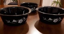 Salaterki, półmiski czarne porcelana 3 sztuki