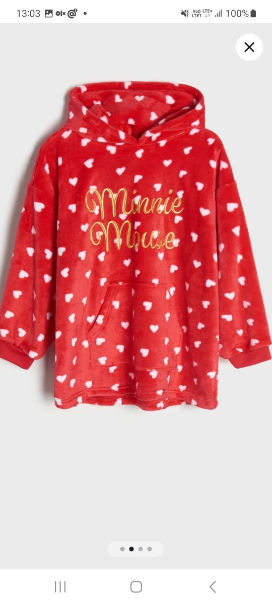 Ciepła polarowa bluza snuddie Myszką Minnie Mini Disney miki 134 140