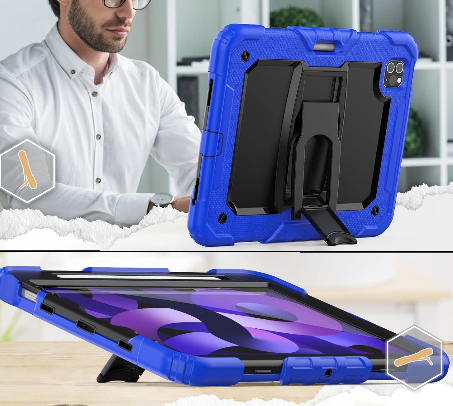 Etui do iPad Air 5/4/Pro 11" Podstawka i Miejsce na Rysik Niebieskie