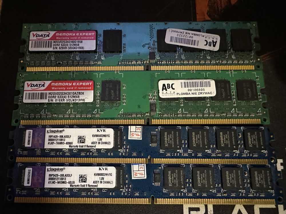 Pamięć RAM Kingston DDR2 2x 1Gb kvr800d2n6