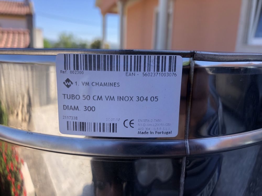 Tubo para chaminés 50cm Inox com tampa