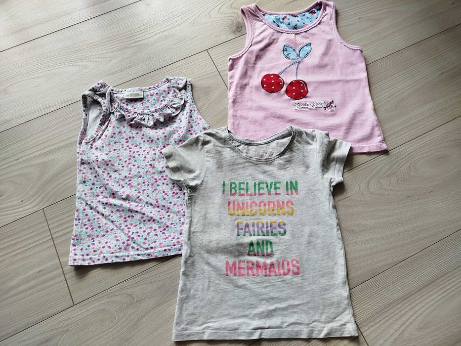 Koszulka dla dziewczynki krótki rękaw używana 3 sztuki, rozmiar 116