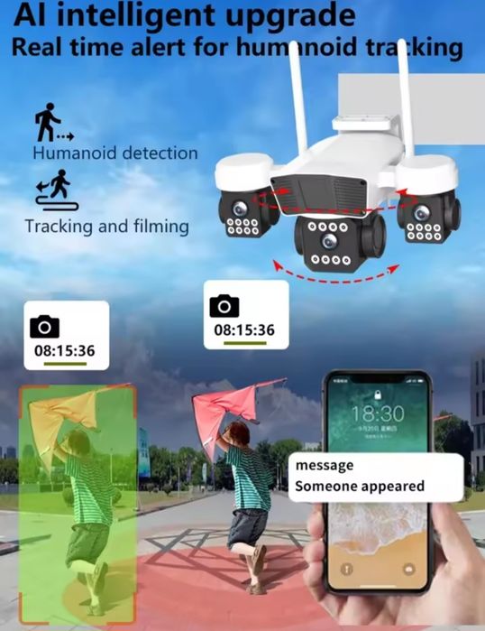 Kamera zewnętrzna ANSVICAM 6K UHD WiFi – potrójna głowica PTZ