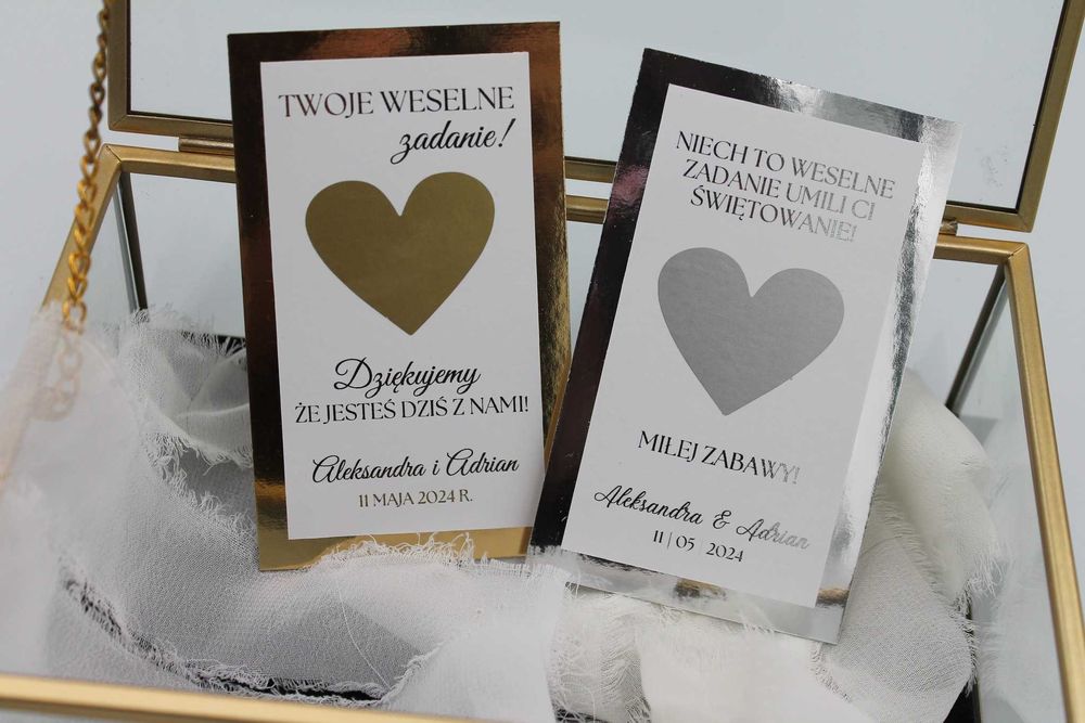 Zdrapki z zdaniem dla gości weselnych