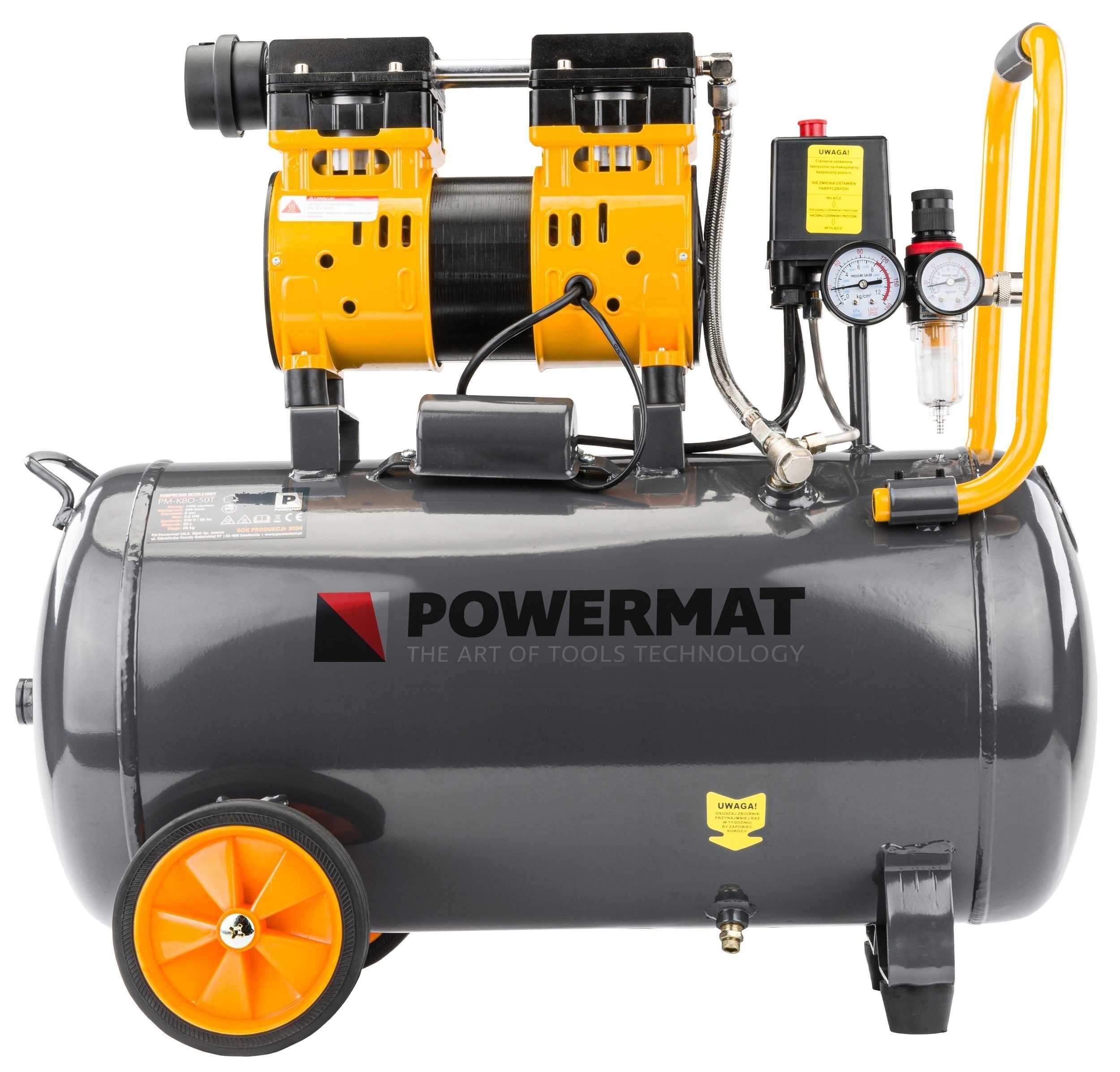 Kompresor bezolejowy 50l sprężarka 8 BAR 290l/min 230V PM1284