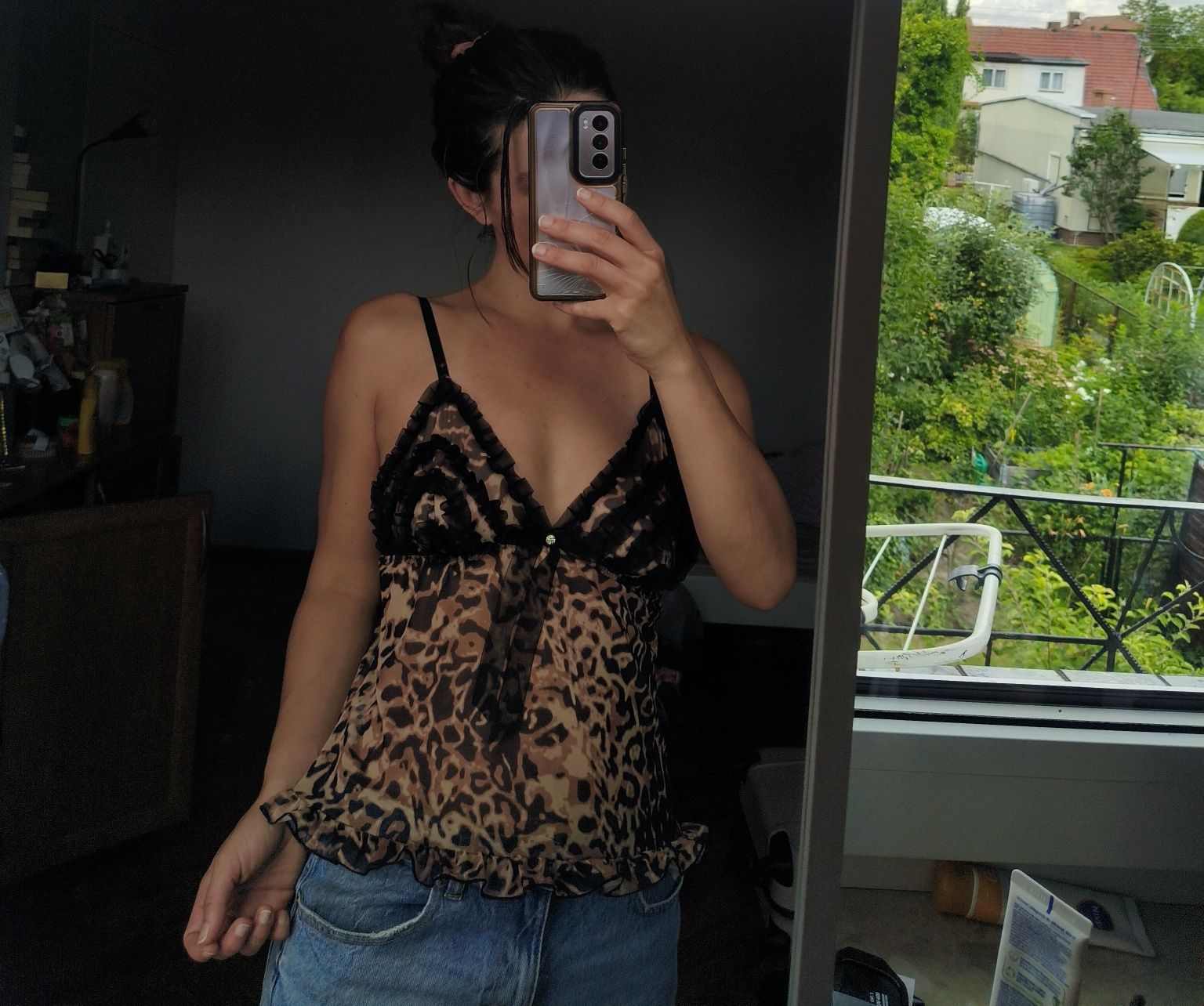 Top panterka leopard koszulka ramiączka bluzka S