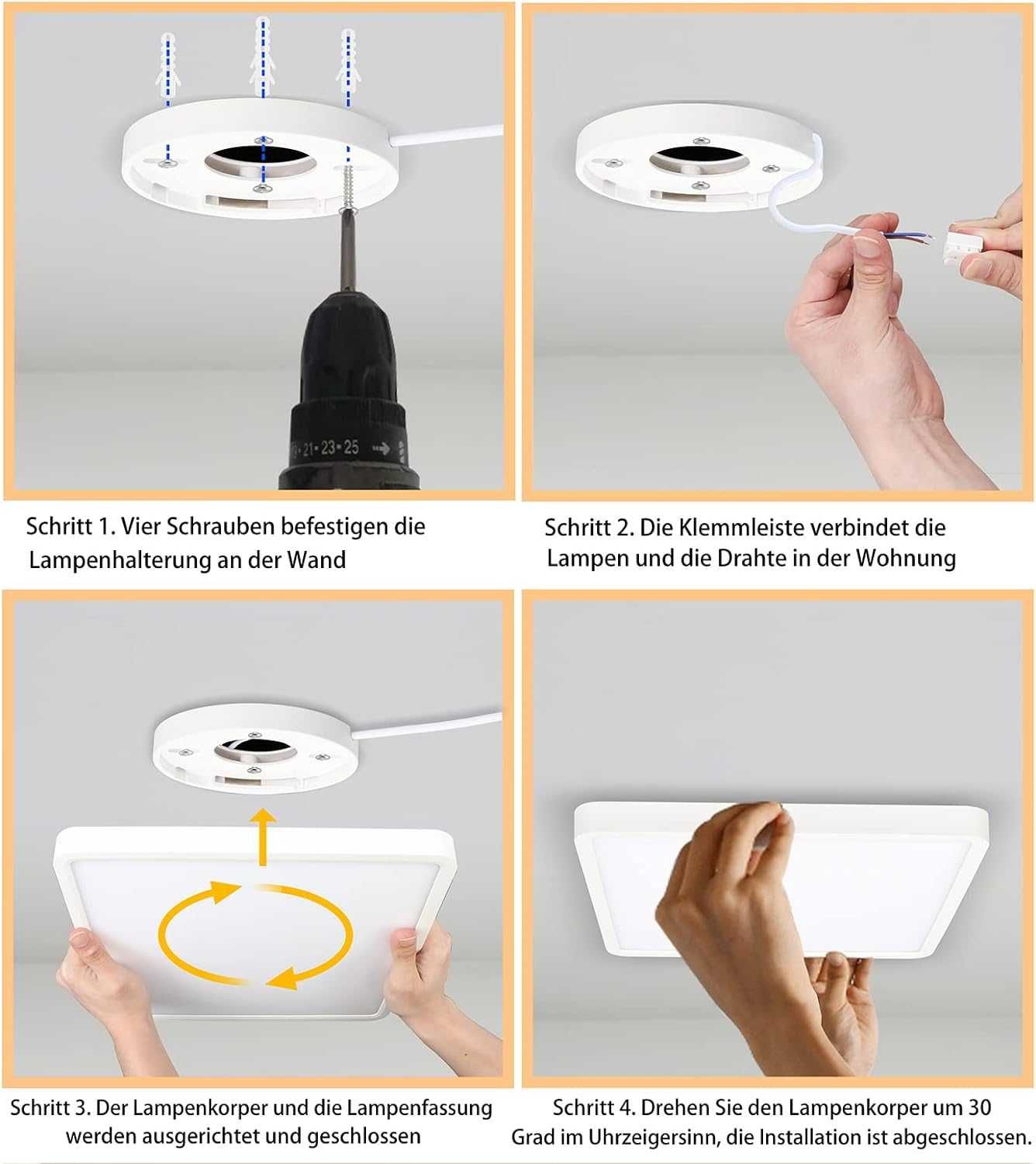 SUNZOS Lampa sufitowa LED, 36W, 30cm, 4500K, 4100lm, neutralna biel