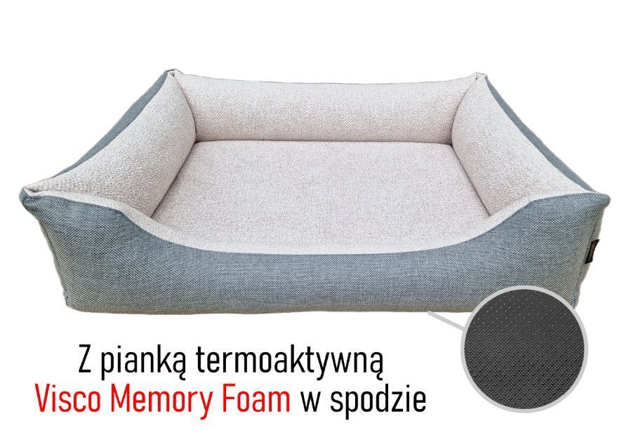 Pluszowe ortopedyczne legowisko dla chorego psa 80x60 jasnoszary/beż