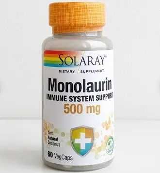 Пищевая добавка Solaray Monolaurin 500 mg Immune System Support, 60