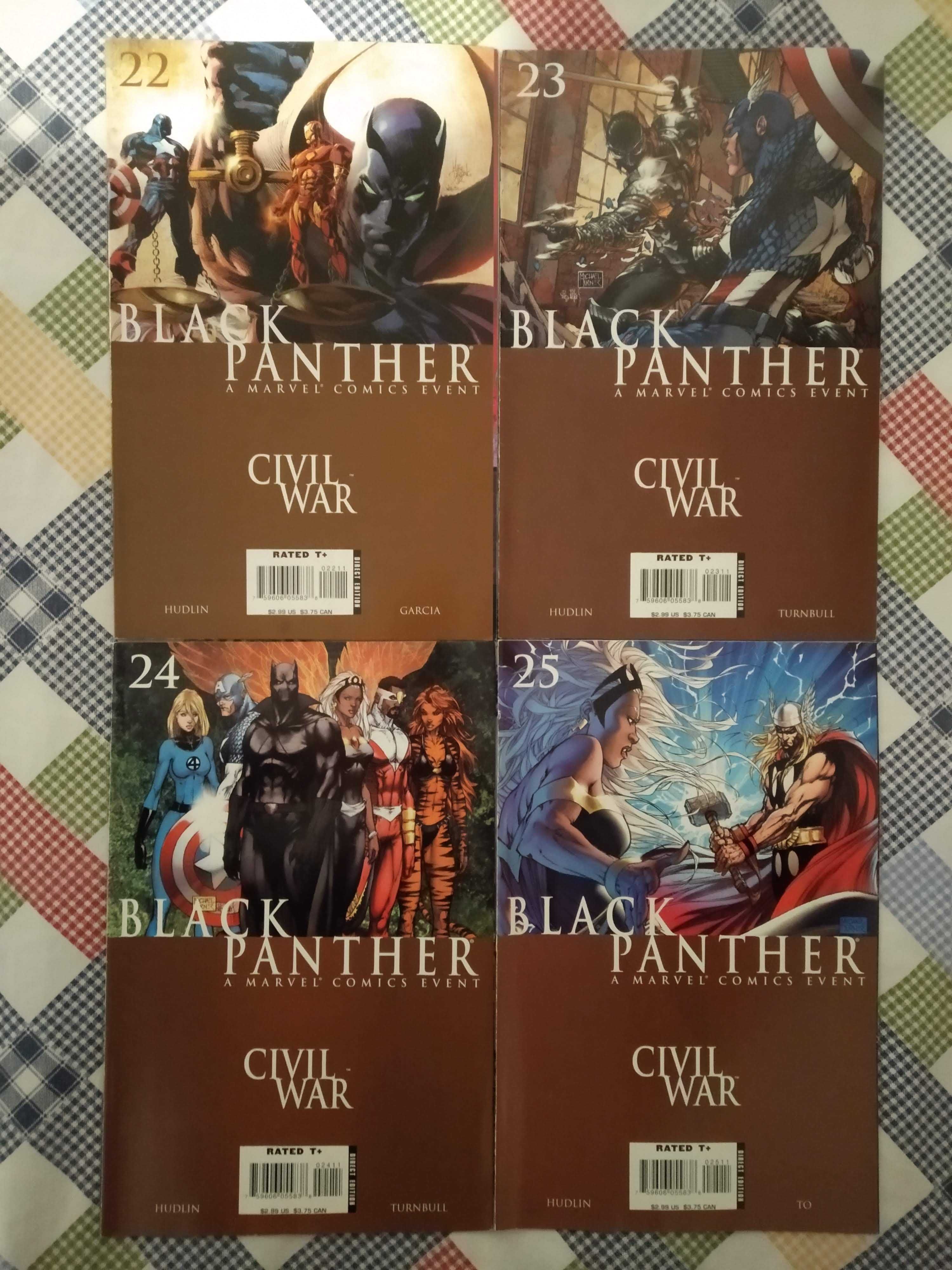 Coleções Marvel (Wolverine, Captain America, Punisher, Black Panther)