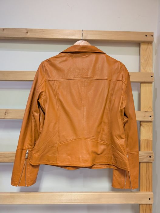 44 kurtka ramoneska skóra naturalna pomarańczowa skóra jagnięca