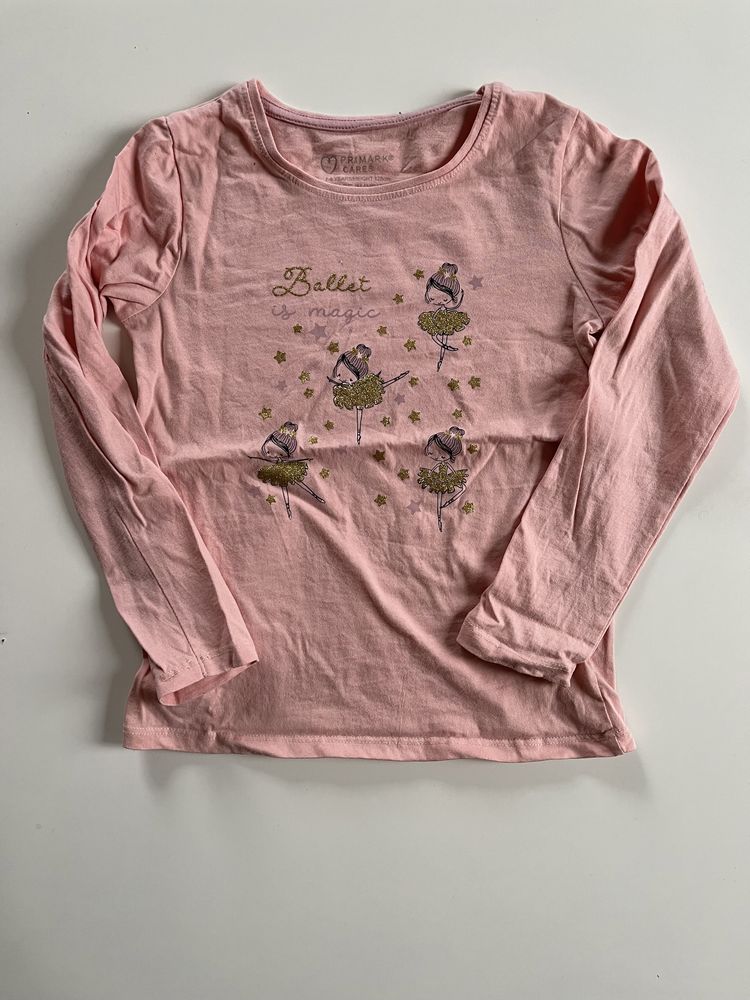 Primark różowa bluzka z długim rękawem w baletnice r.128cm