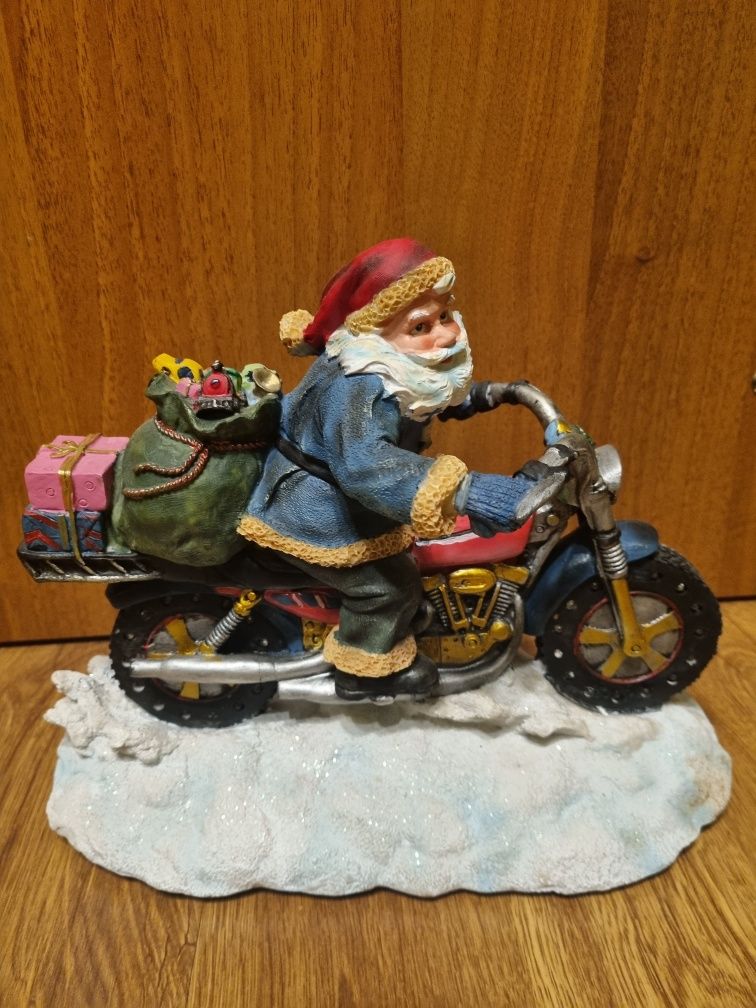 Mikołaj na motocyklu figurka swiecaca