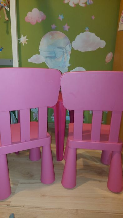 Krzesełka ikea mamut sztuk 2 plia stolik