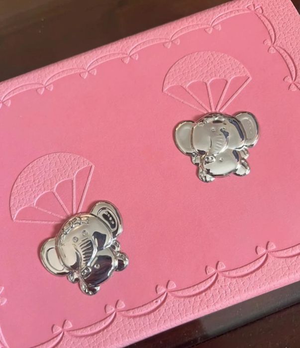 Caixa de bebé com detalhes em prata com acessórios incluidos