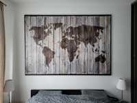 Piękny! Duży obraz / plakat Ikea "Mapa Świata na drewnie"  140/200cm