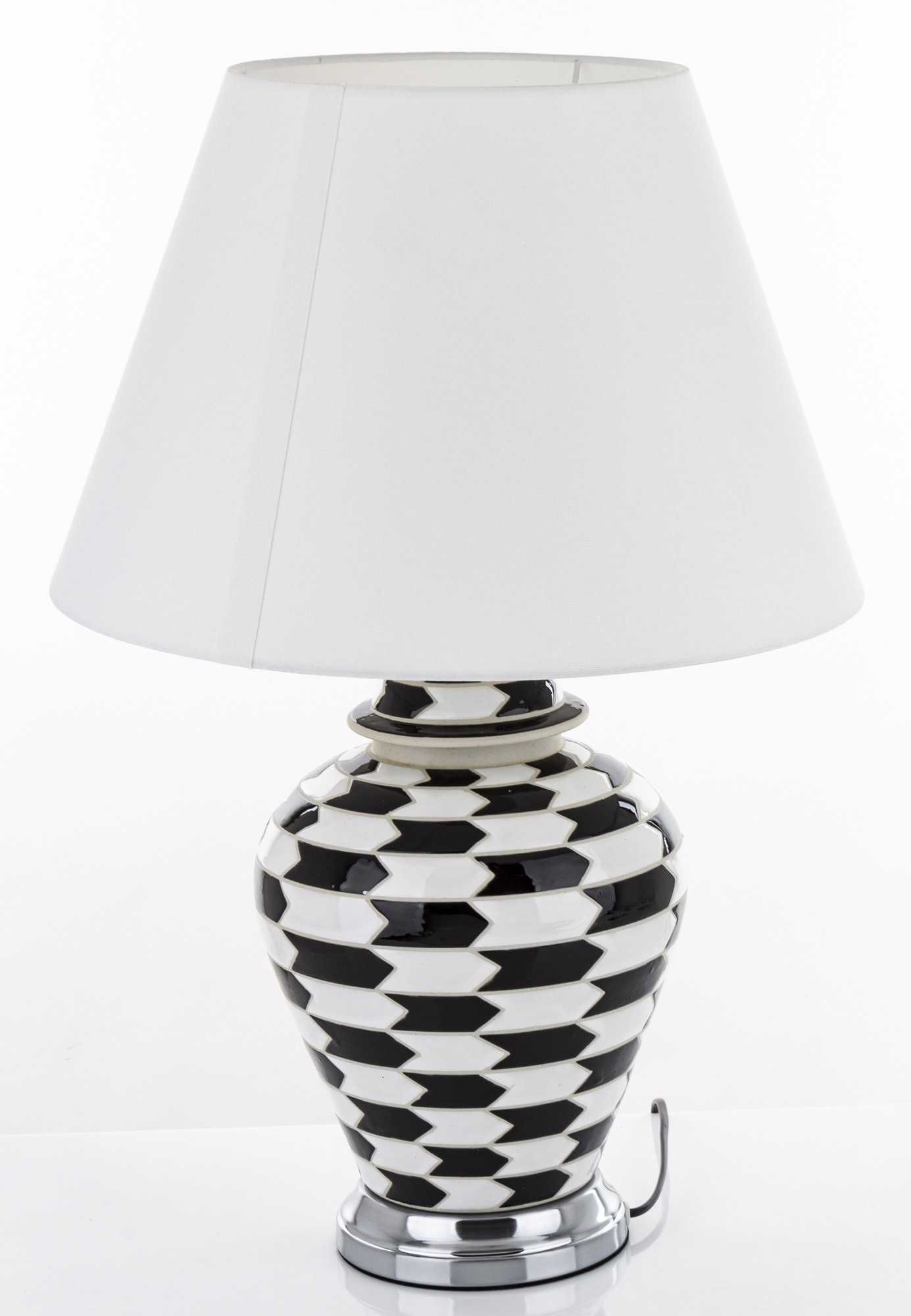 Stołowa lampa ceramiczna klasyczna czarno-biała lampka nocna 159069