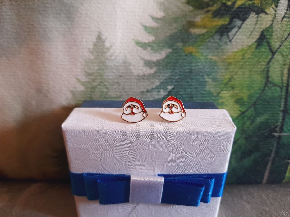 Kolczyki świąteczne z Mikołajem