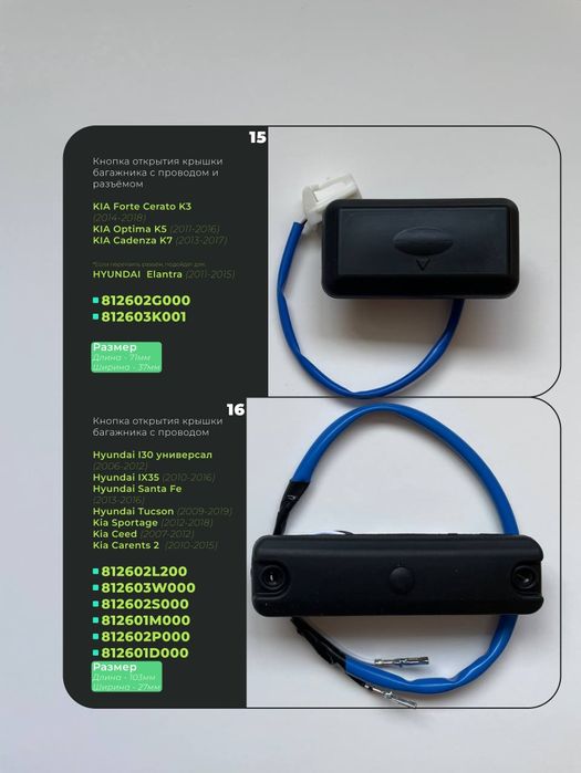 Кнопка открытия багажника Hyundai, Kia