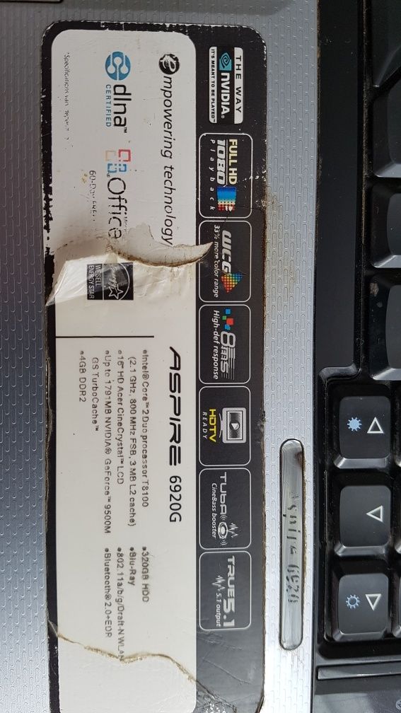 Acer Aspire 6920G, 16''HD, Intel Centrino, 4GBDDR2