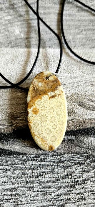 Naturalny amulet skamieniały koral kamień talizman wisiorek naszyjnik