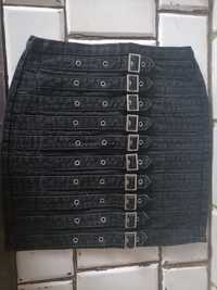 Spódniczka mini missguided jeansowa czarna goth/metal/alternatywa