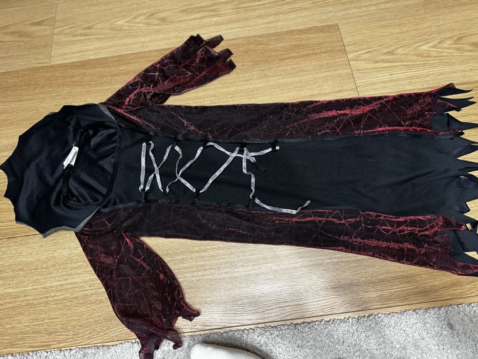 Sukienka halloween 116 czarna czerwona pajeczyna