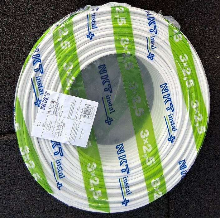Przewód, kabel do gniazdek 3x2,5 mm. Polskiego producenta NKT